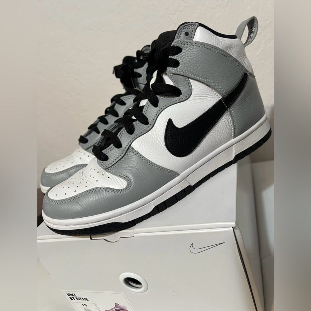 Custom Nike Black and Gray High-Top Dunks (Nike By You) W10/M8.5